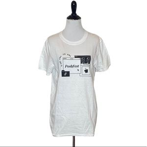 Poshmark White Cotton Official Poshfest 2020 T-Shirt Size Small